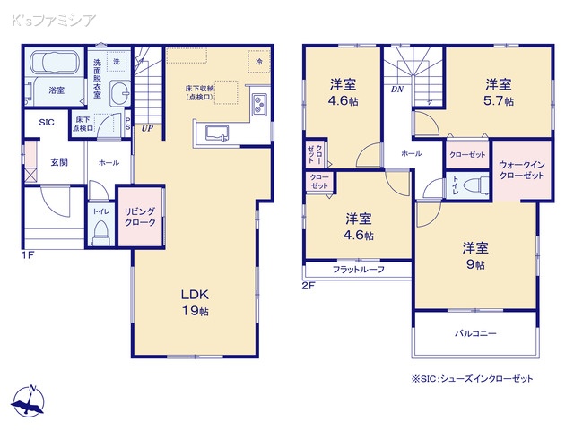 さいたま市見沼区大字蓮沼の新築戸建て 4LDK間取図 ※図面と異なる場合は現況を優先
