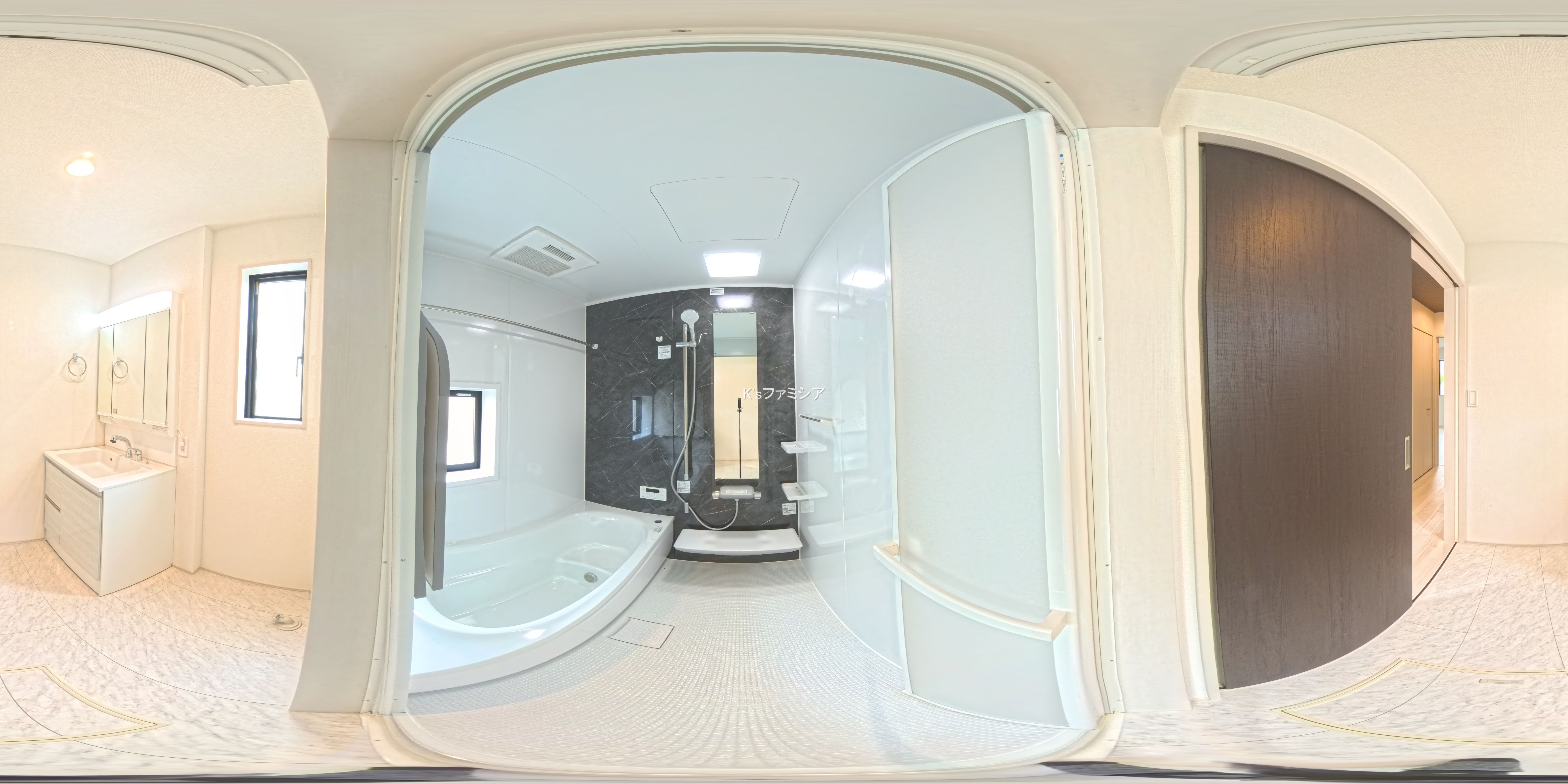 桶川市大字加納の新築戸建てパノラマ（お風呂）写真 2025年9月12日撮影