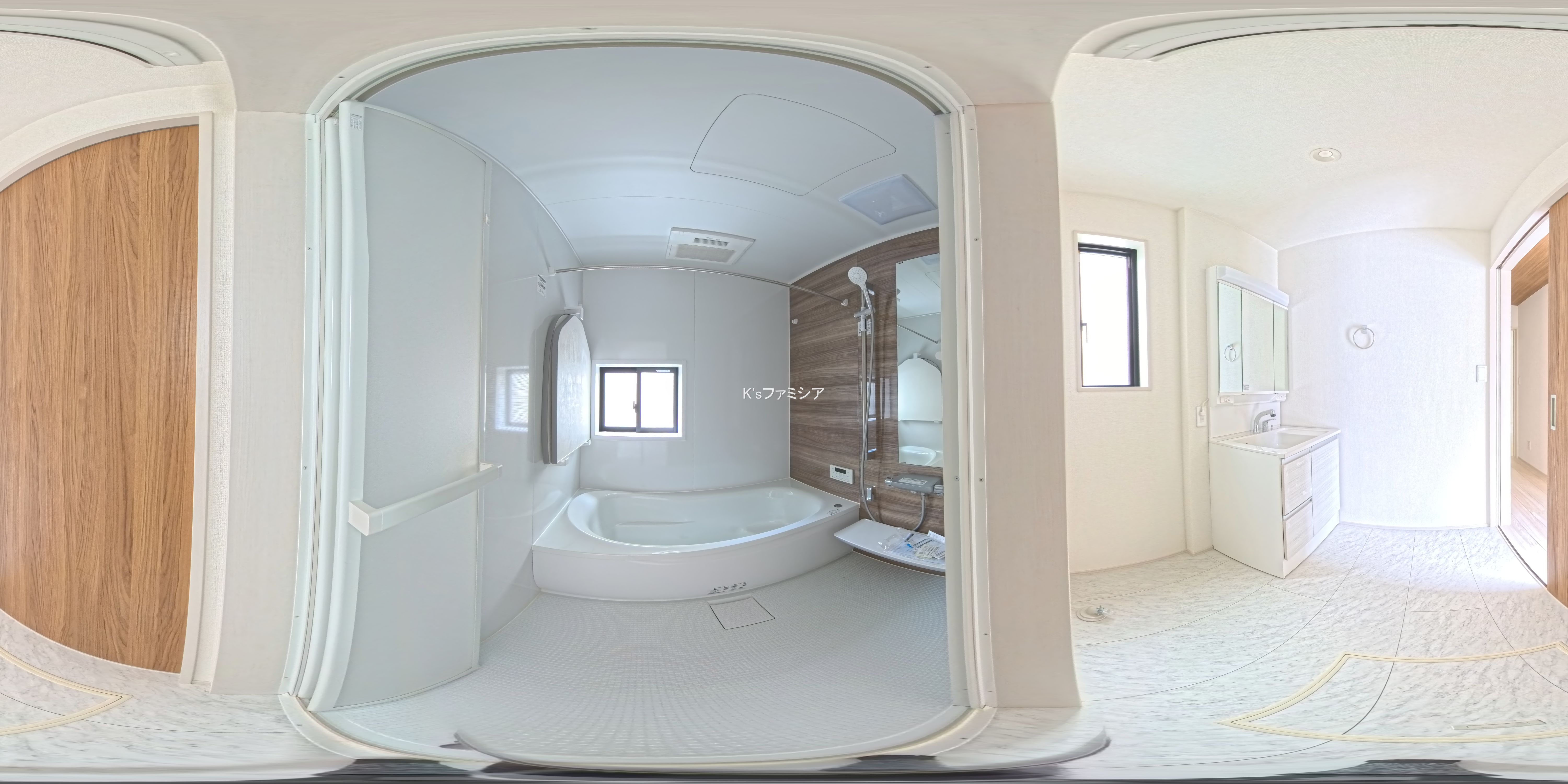 桶川市大字加納の新築戸建てパノラマ（お風呂）写真 2025年7月31日撮影