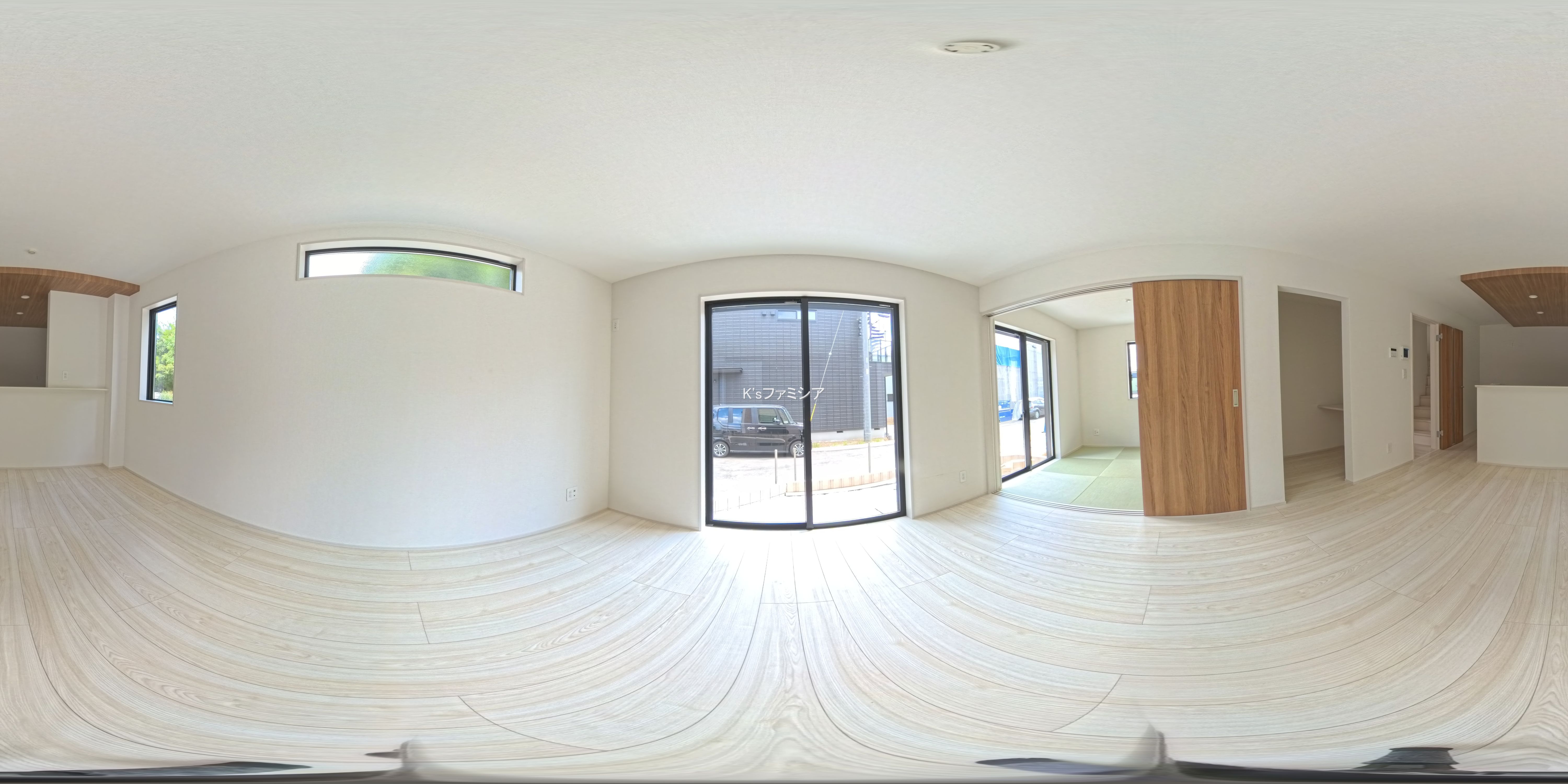 桶川市大字加納の新築戸建てパノラマ（リビング）写真 2025年7月31日撮影