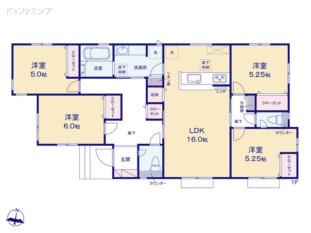 さいたま市緑区大字下山口新田の新築戸建て 4LDK間取図 ※図面と異なる場合は現況を優先