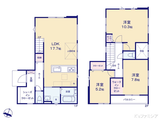 さいたま市緑区大字三室の新築戸建て 3LDK間取図 ※図面と異なる場合は現況を優先
