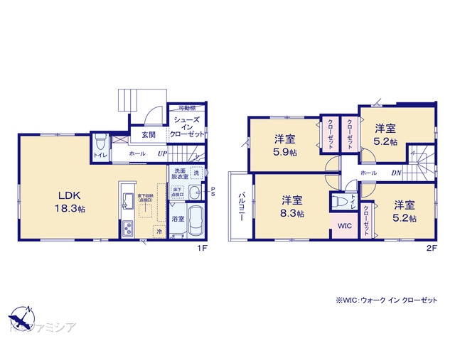 桶川市末広３丁目の新築戸建て 4LDK間取図 ※図面と異なる場合は現況を優先