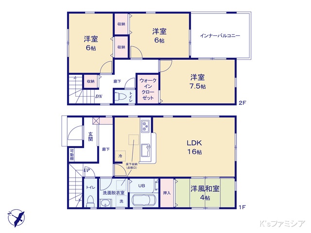 さいたま市岩槻区城町２丁目の新築戸建て 4LDK間取図 ※図面と異なる場合は現況を優先