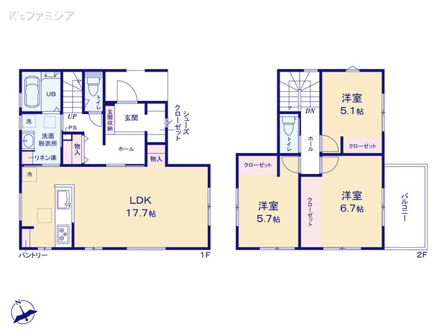北足立郡伊奈町内宿台５丁目の新築戸建て 3LDK間取図 ※図面と異なる場合は現況を優先