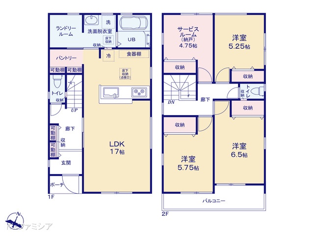 さいたま市北区吉野町２丁目の新築戸建て 3SLDK間取図 ※図面と異なる場合は現況を優先