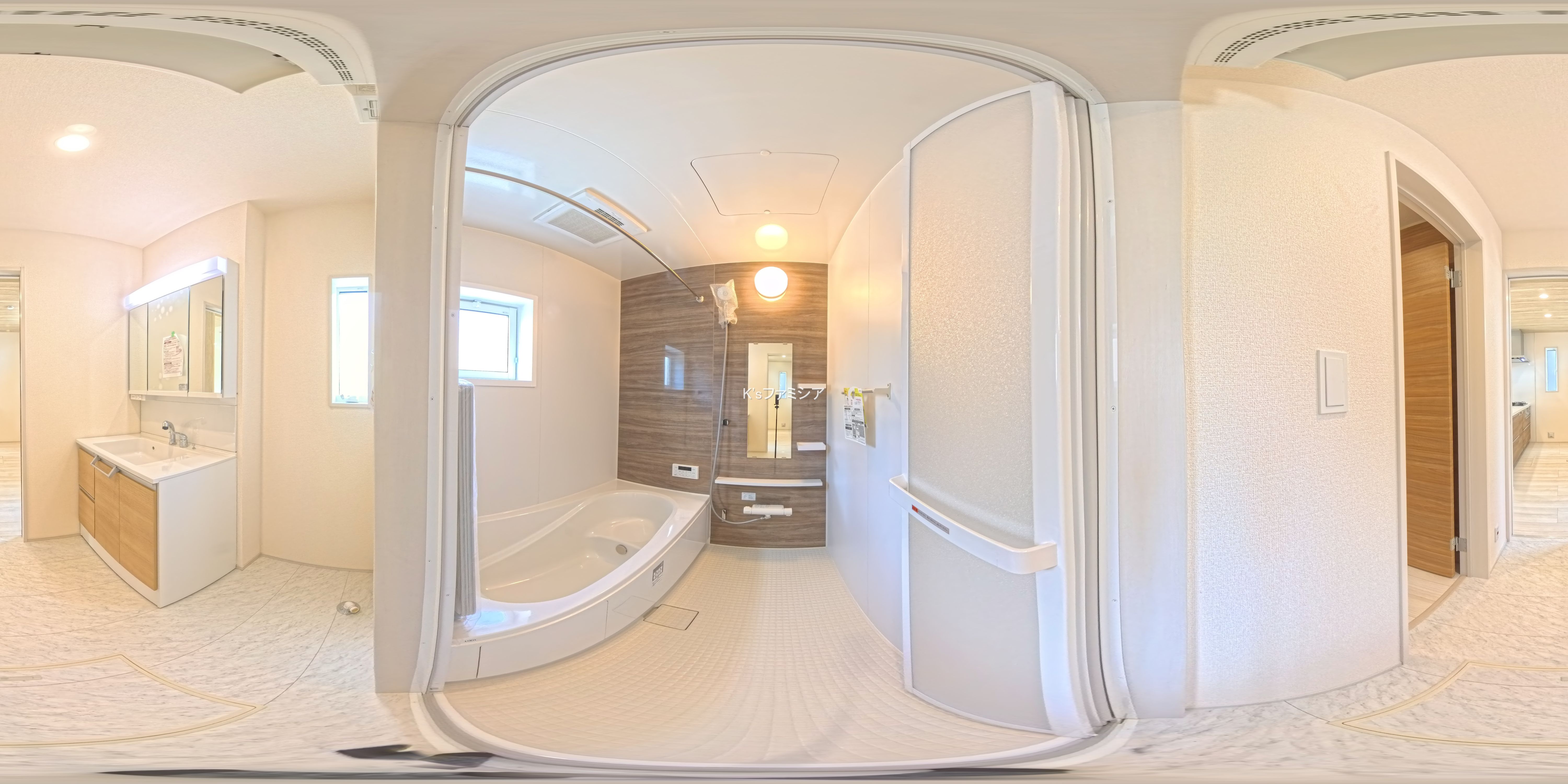 上尾市原市北１丁目の新築戸建てパノラマ（お風呂）写真 2025年10月24日撮影