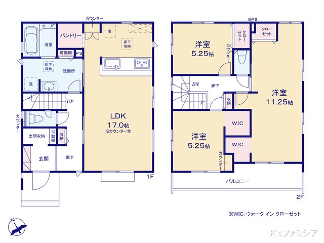 北足立郡伊奈町中央４丁目の新築戸建て 3LDK間取図 ※図面と異なる場合は現況を優先